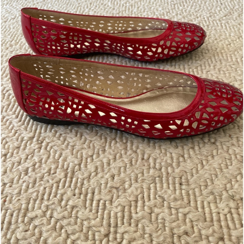 Stuart Weitzman Lasercut Ballet Flats in Red - 8 - Picture 6 of 9